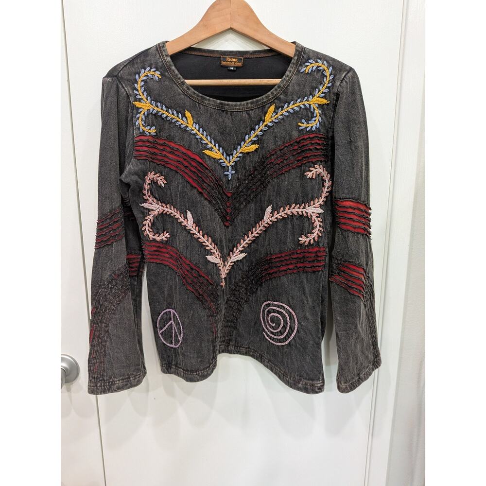 Rising International Top Earthy Festival Embroidered Celestial Bojo Medium